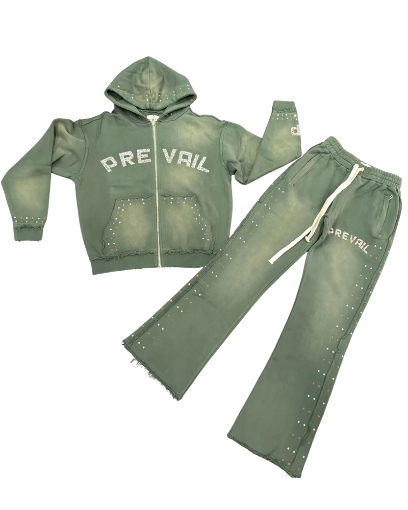 Legends prevail RHINESTONE SUIT - OLIVE GREEN