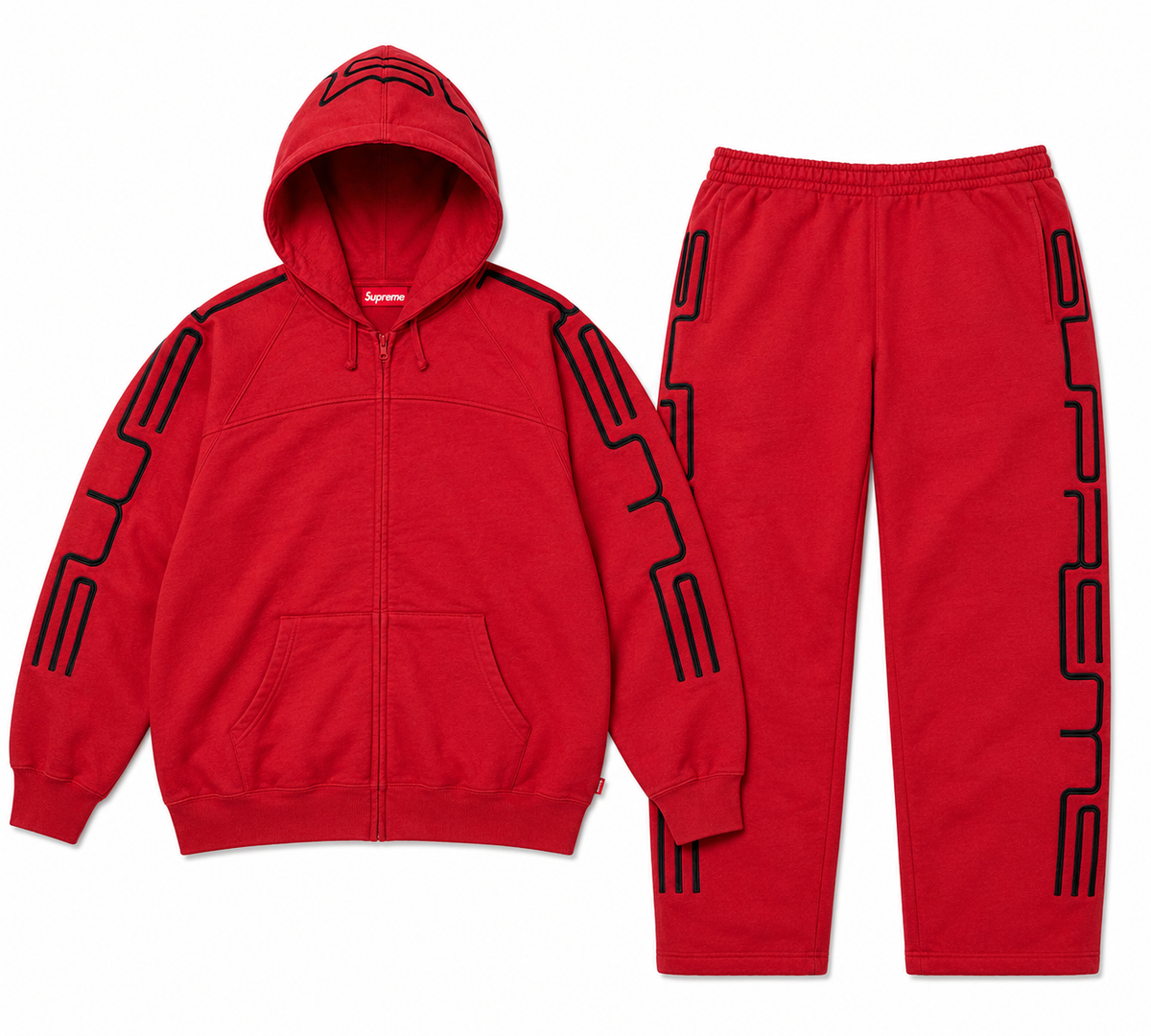 Supreme red sweatsuit