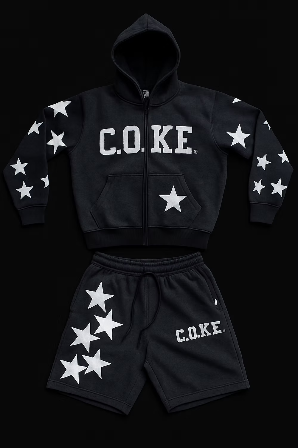 C.O.K.E . STAR HOODY & SHORTS -- BLACK