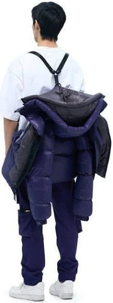 Alpha Style Double Hood Down Pur[le/Grey Jacket