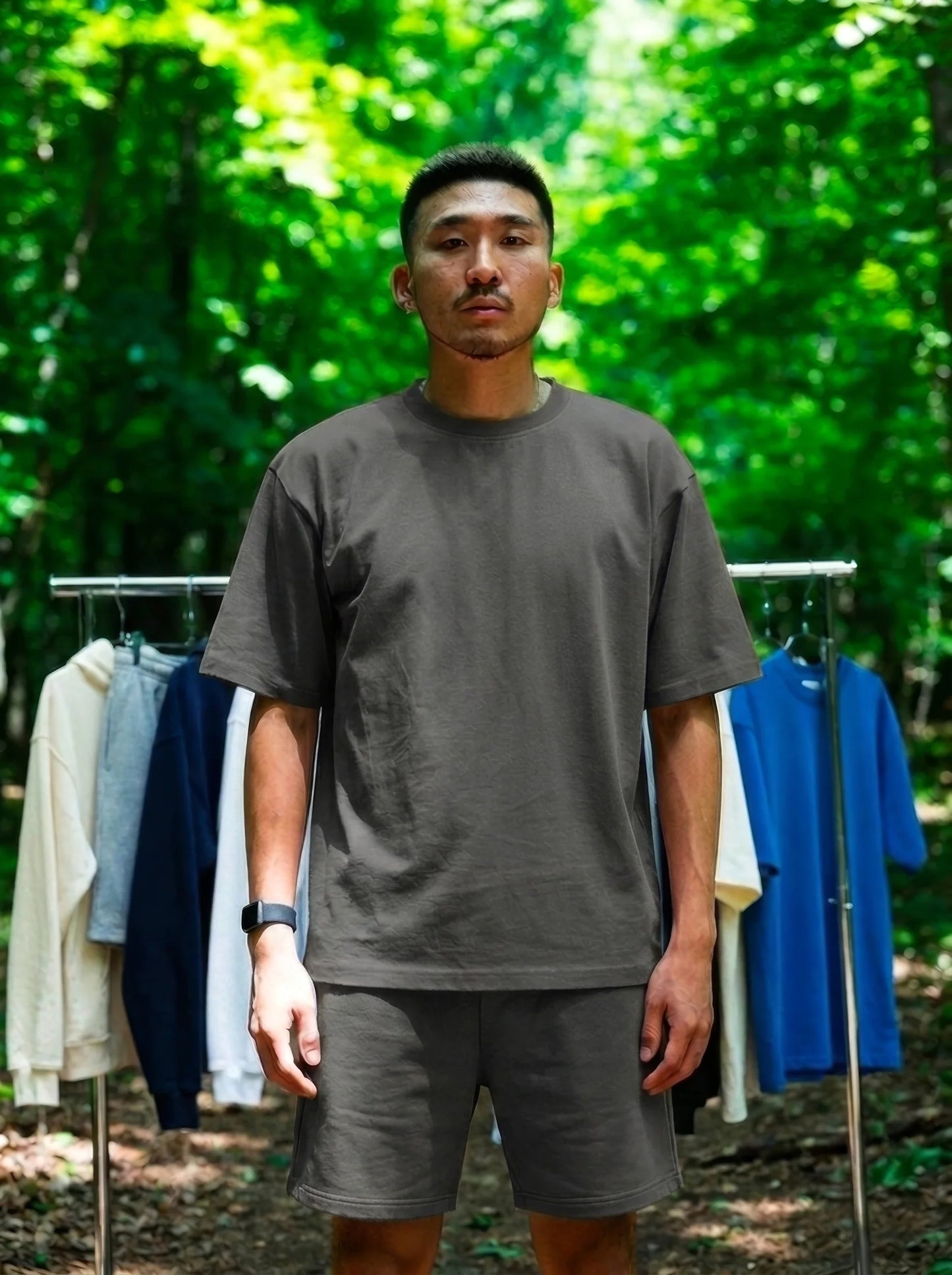 Riflessi Plain Short Set Dark Grey