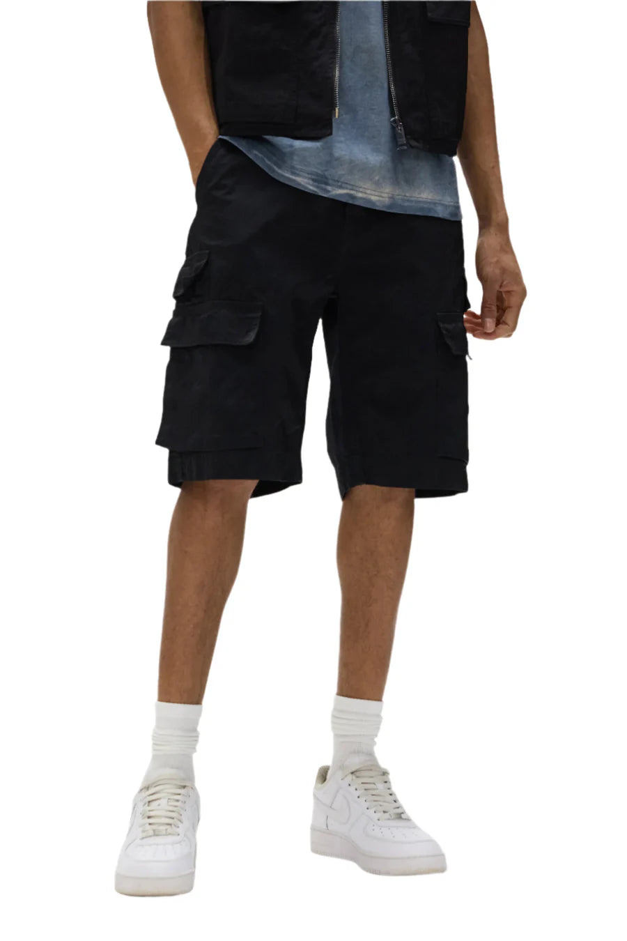 Purple Black Cargo Shorts