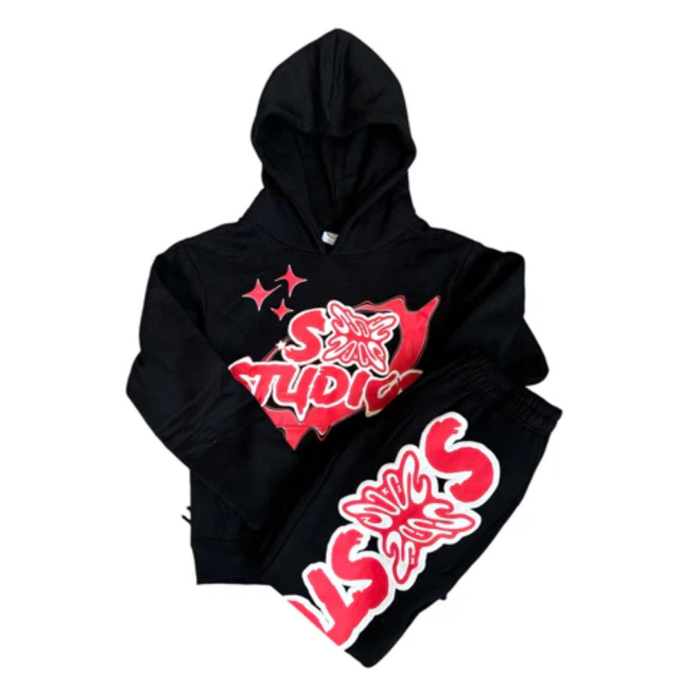 SB STUDIOS BLACK/RED Sweat Suit