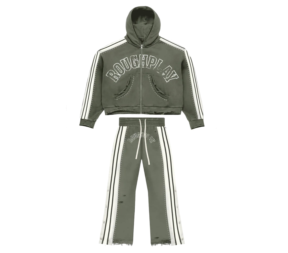 RoughPlay🩹Stripe Sweatsuit (OLIVE)