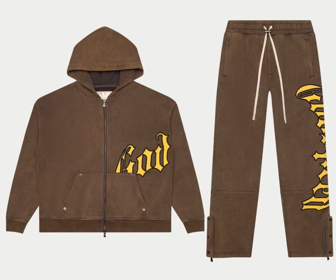 OG Logo Sweatsuit v2 (Vintage Brown/Yellow)