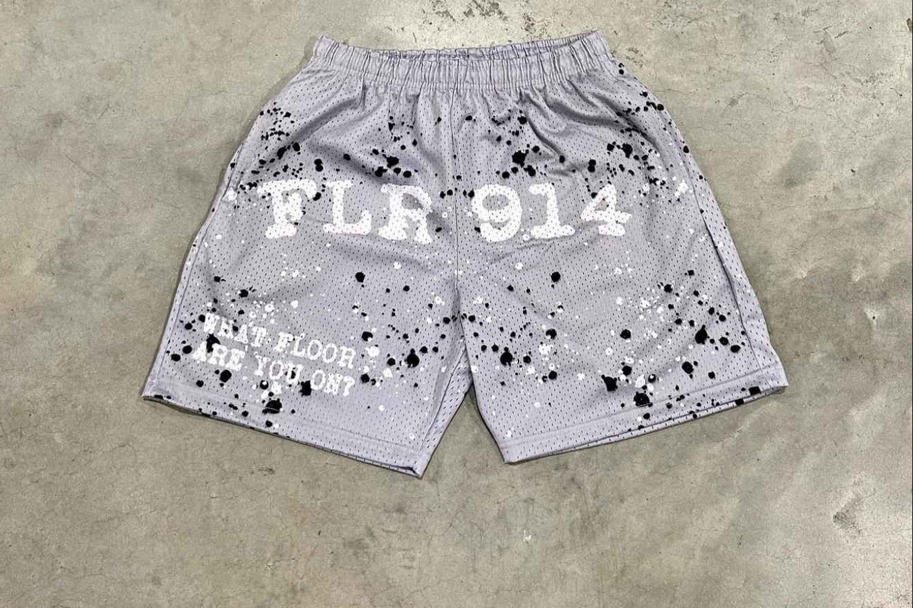 FLOOR 914 CEMENT GREY SPLATTER SHORTS