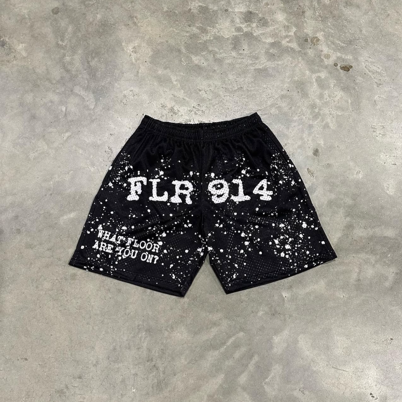 FLOOR 914 JET BLACK SPLATTER SHORTS