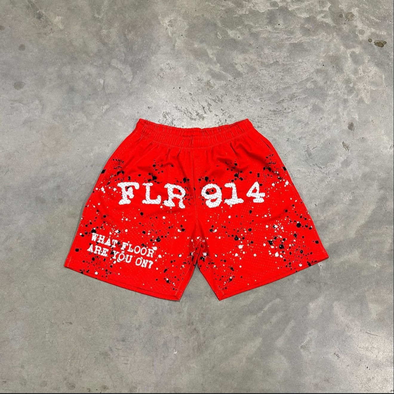 FLOOR 914 FIRE RED SPLATTER SHORTS