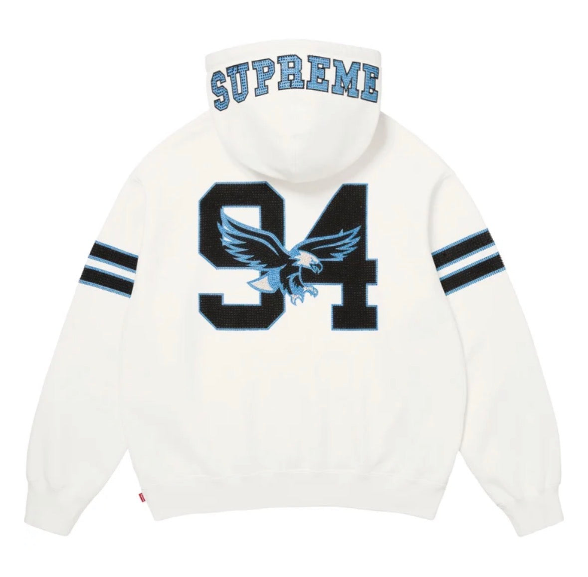 Rhinestone eagle hoodie white