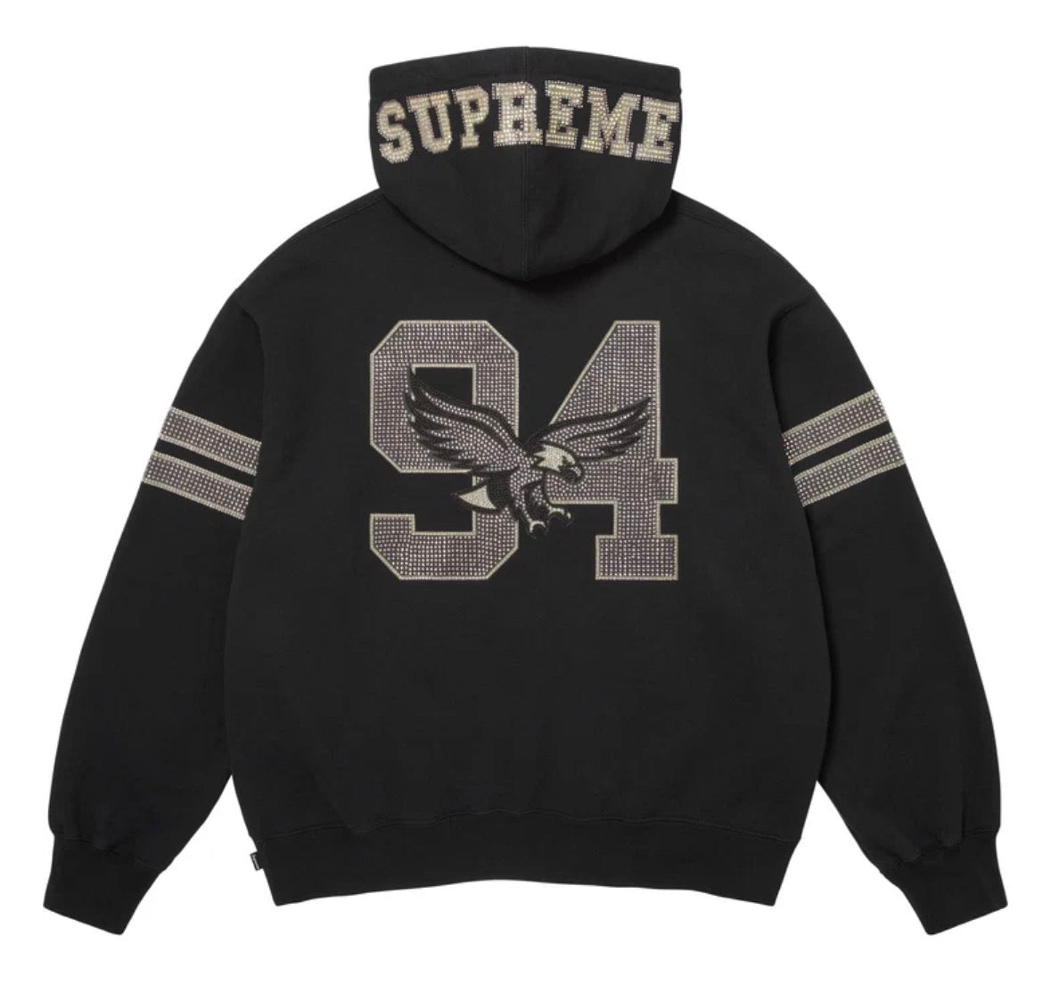 Rhinestone eagle hoodie black