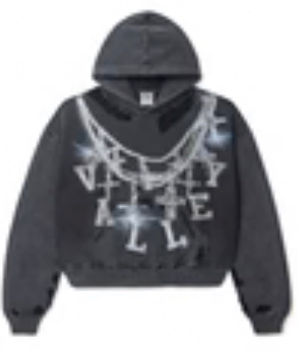 Vale black bling chain hoodie