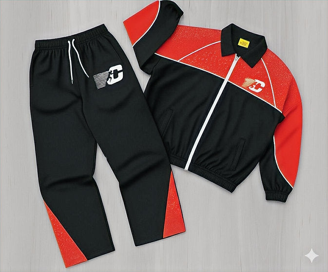 Coke Boys Rhinestone Windbreaker Set BLK/RED