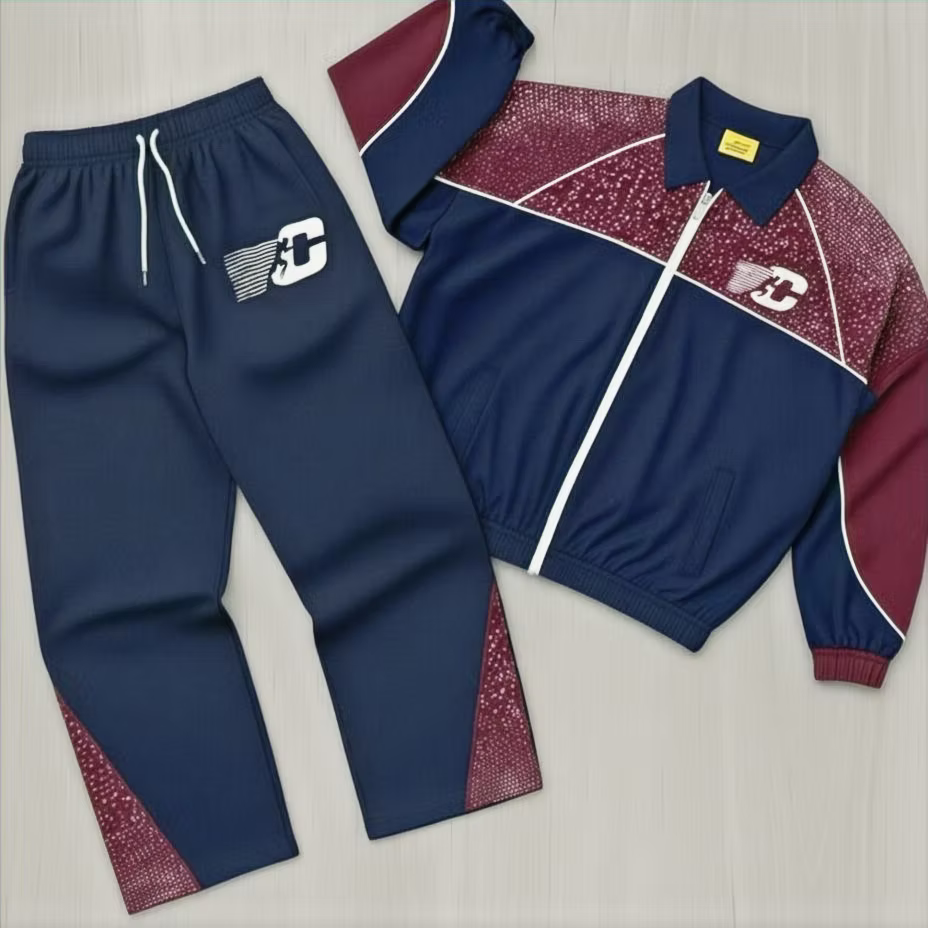 Coke Boys Rhinestone Windbreaker Set NAVY / Burgundy