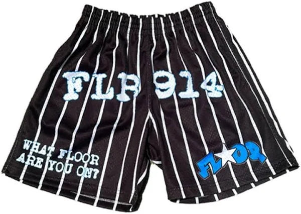 Floor 914 Pinstripe Mesh Short black