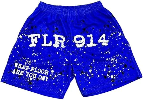 Floor 914 Splatter Shorts Blue