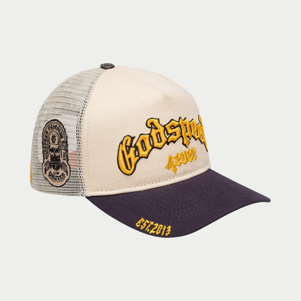 Godspeed Forever Trucker Hat (Bone/Yellow/Navy)