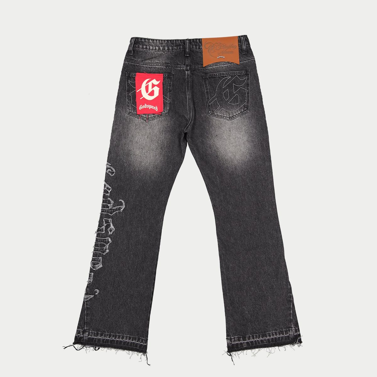 Godspeed OG Logo Flared Denim Stitched (Grey Wash)