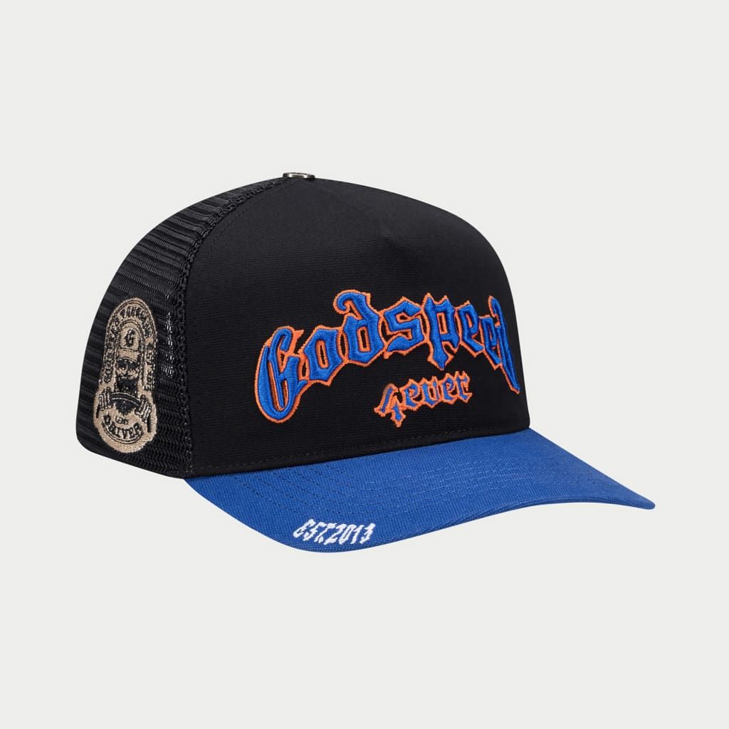 Godspeed FOREVER TRUCKER HAT (Black/Blue/Orange) BOOM