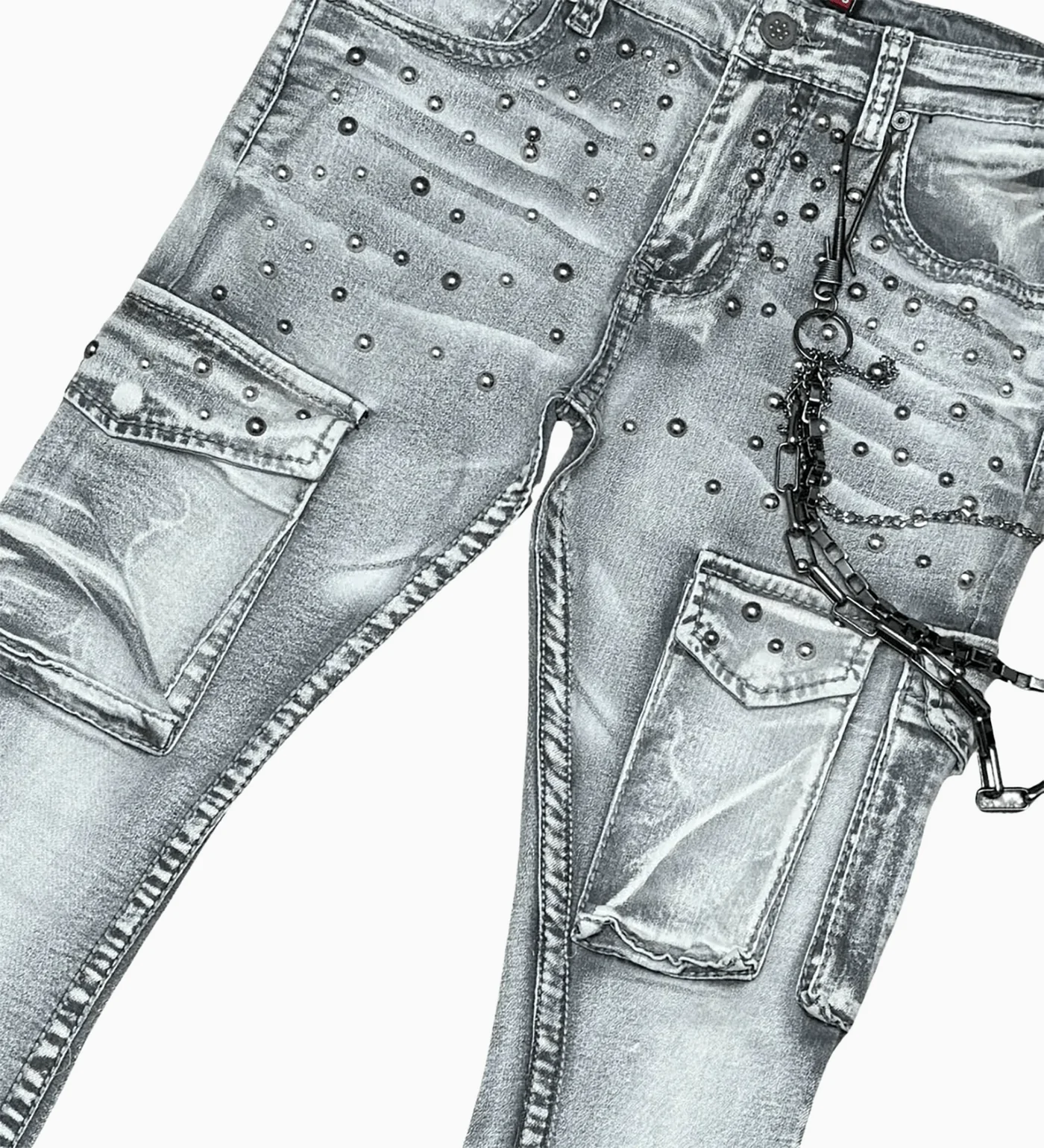 Gunzinii Grey Studded Jeans