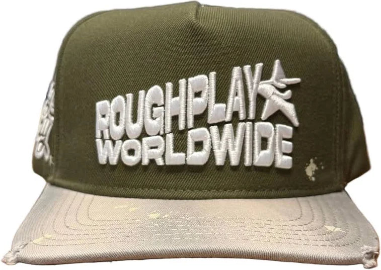 Men's Rough Play Worldwide Snapback Hat olive green