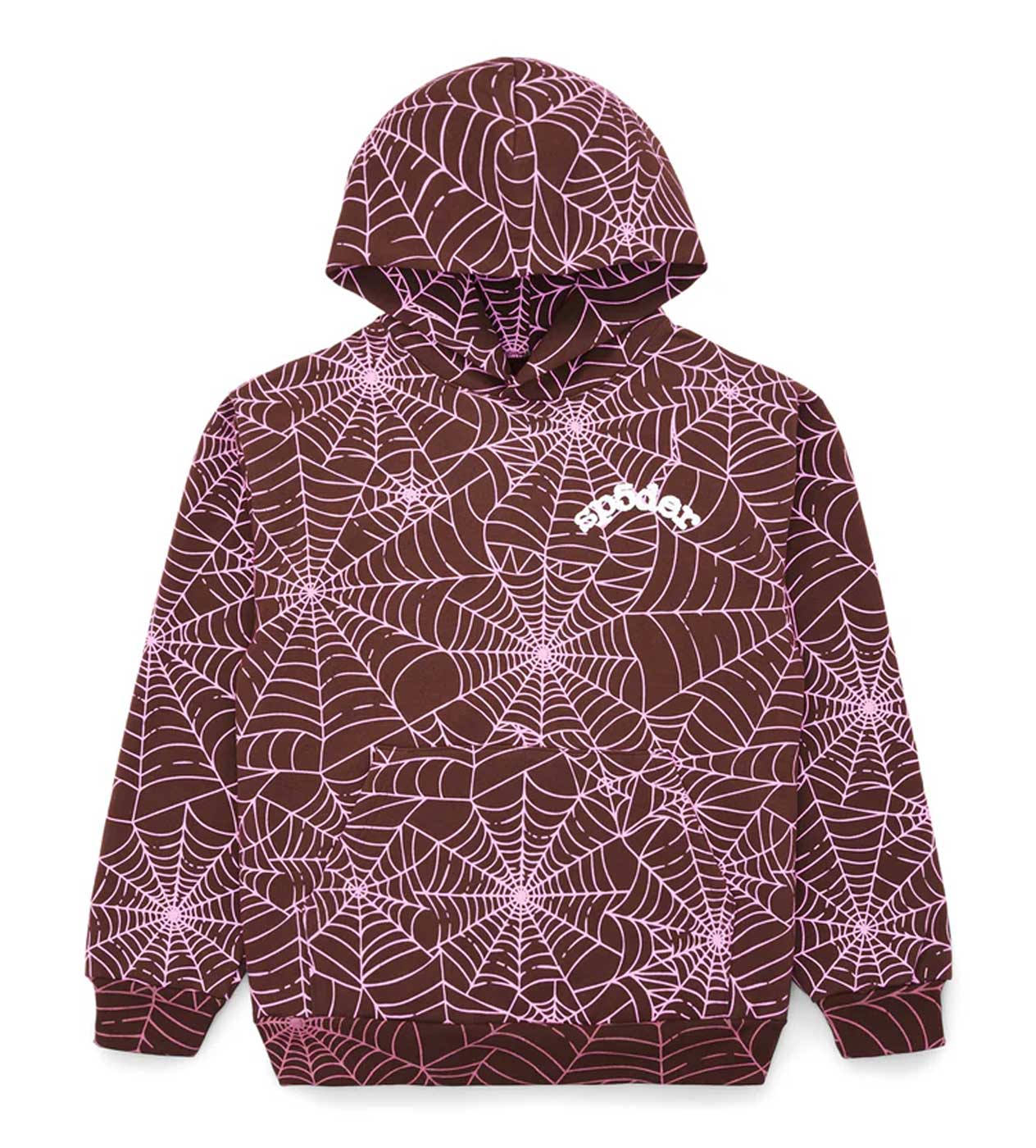 SPIDER AOP HOODIE BROWN/PINK