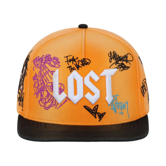 Lost Intricacy Wall Of Fame Snapback Hat Orange/Black