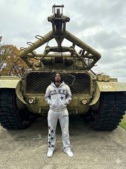 Coke Boys Leather Stars × Black Rhinestones (Grey)