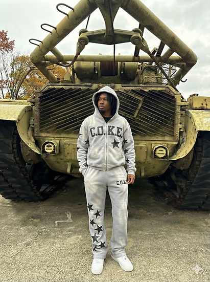 Coke Boys Leather Stars × Black Rhinestones (Grey)