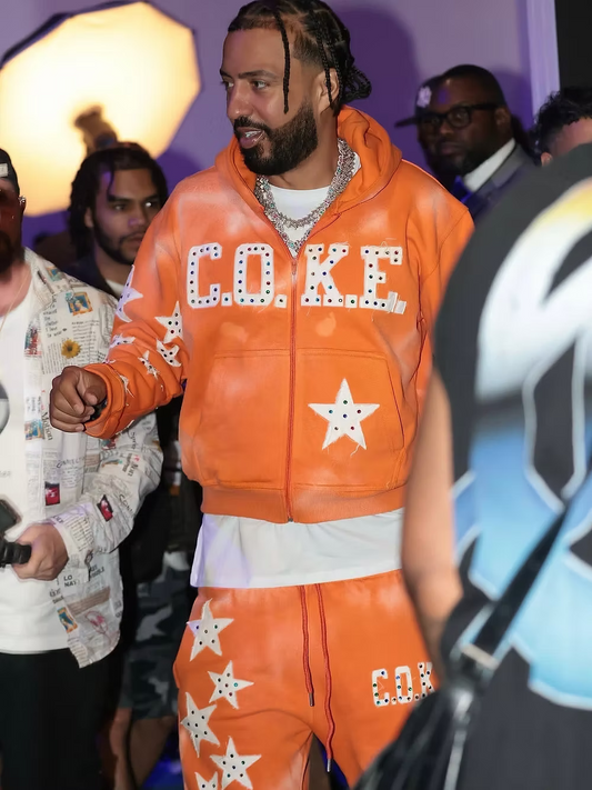 C.O.K.E . STAR HOODY & SHORTS SET --ORANGE