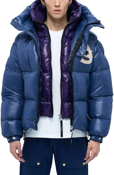 Alpha Style Double Hood Down Blue/Purple Jacket