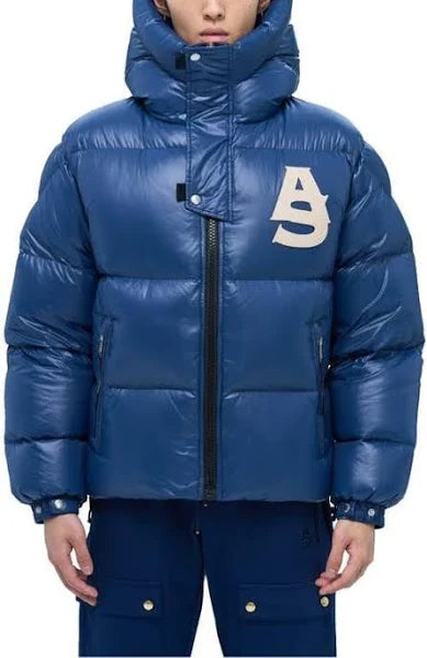 Alpha Style Double Hood Down Blue/Purple Jacket