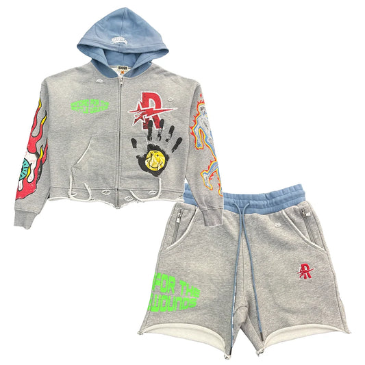 Rough Play Grey/Blue Short SET