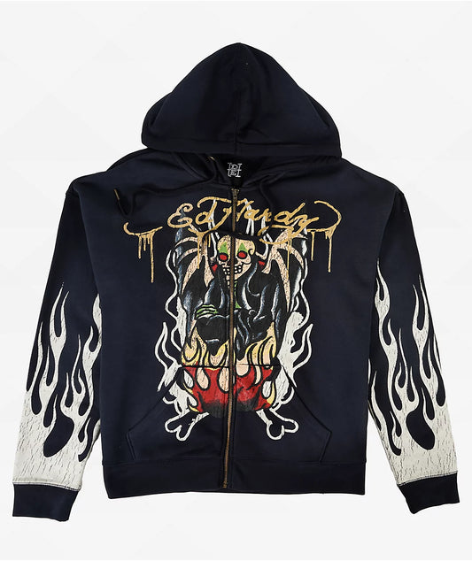 Ed Hardy Lord Sunfade Navy Zip Hoodie