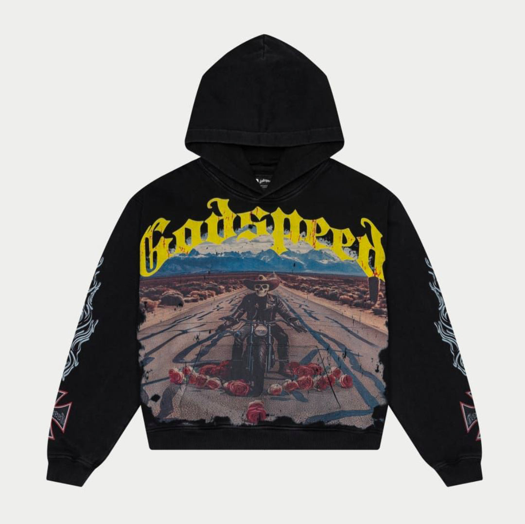 Godspeed Long Lonely Road Hoodie (Black Wash)