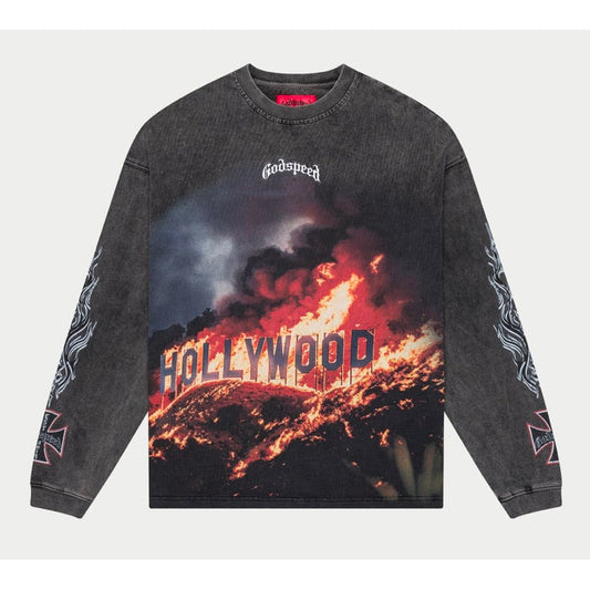 Hollywood Inferno LS T-Shirt (Black Wash)