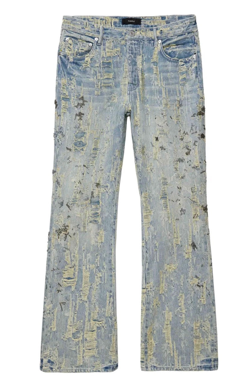 Purple Denim P026 Bead Splatter Destroy