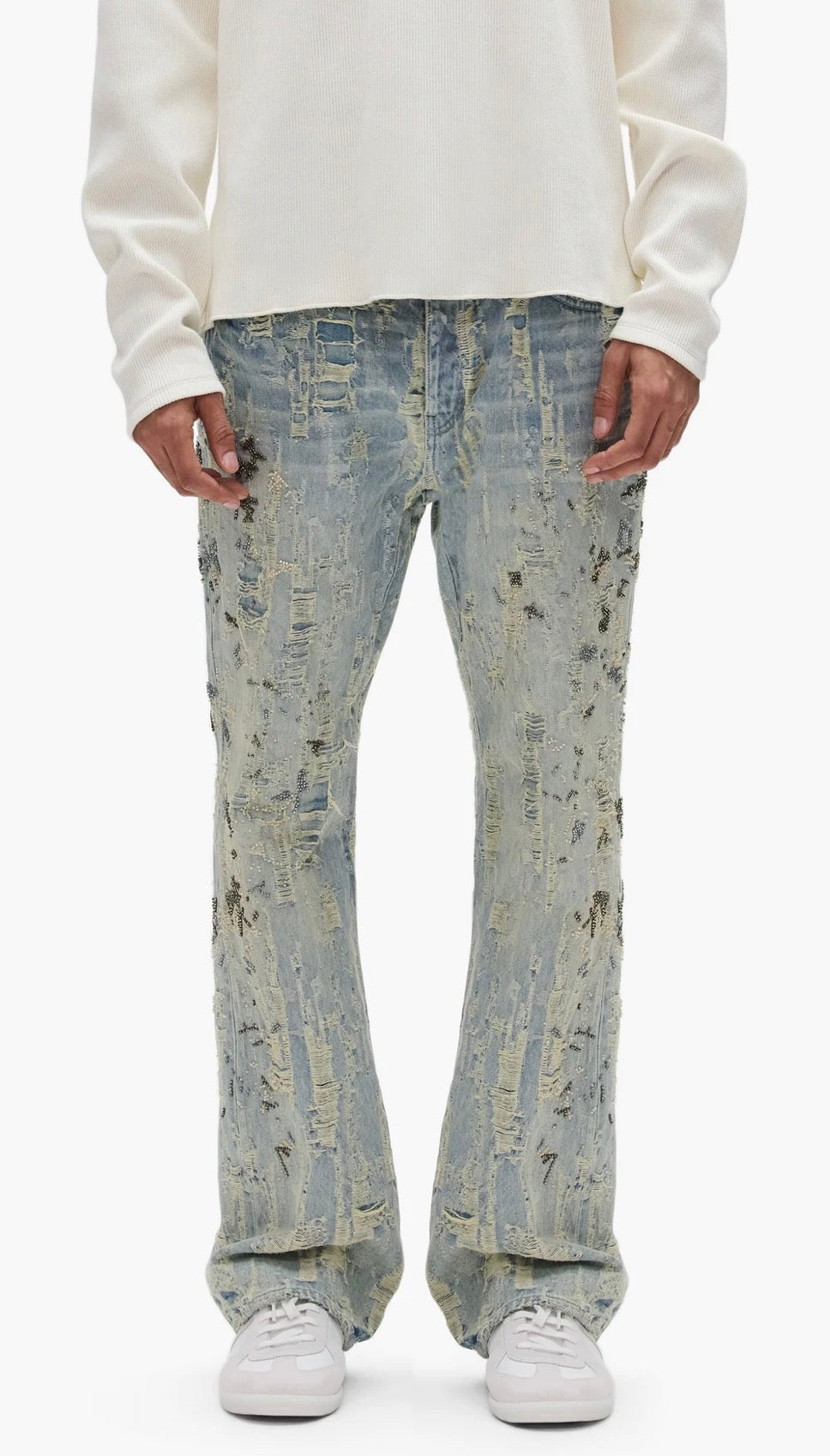 Purple Denim P026 Bead Splatter Destroy