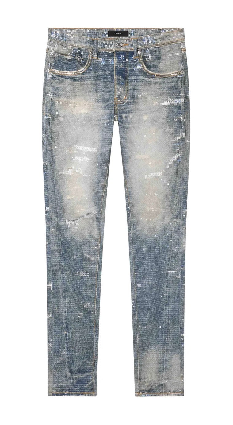 Purple Denim P001 Printed Sequin