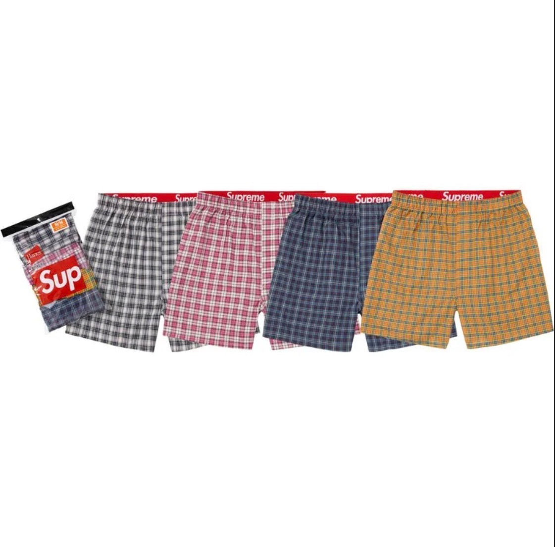 Supreme/Hanes Plaid Boxers (4 pack)