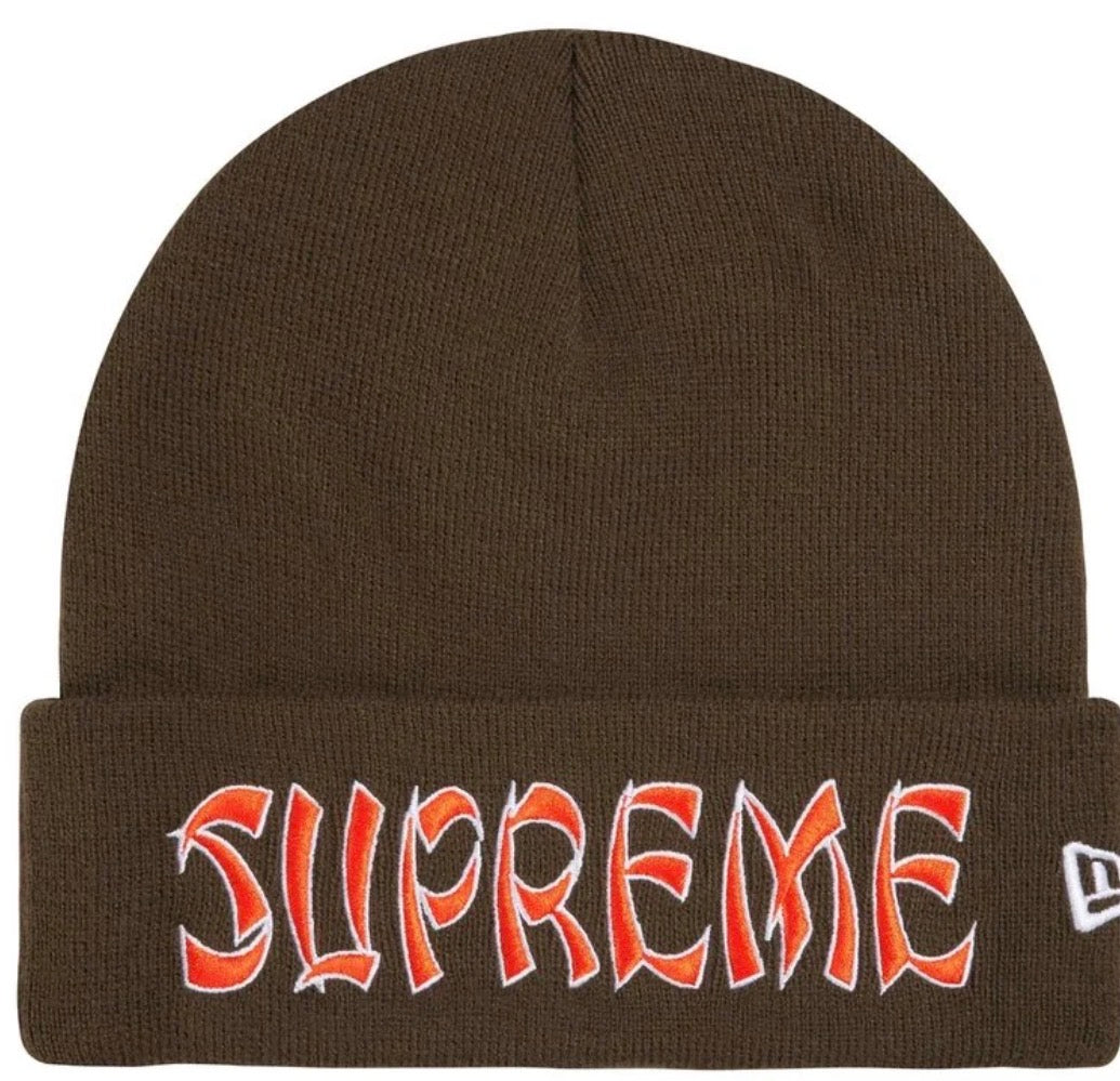 Supreme New Era Action Beanie (Brown/White/Orange)