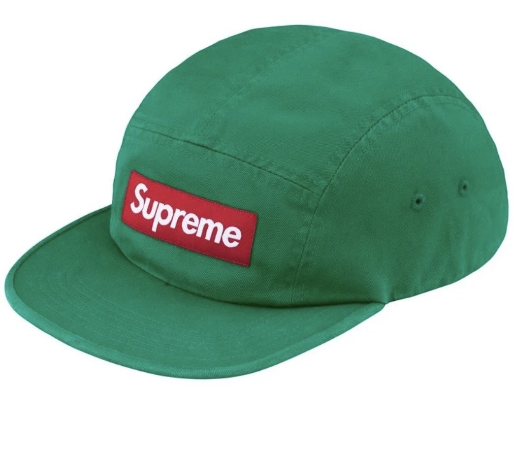 Washed Chino Twill Camp Cap (Green/Red)