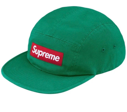 Washed Chino Twill Camp Cap (Green/Red)