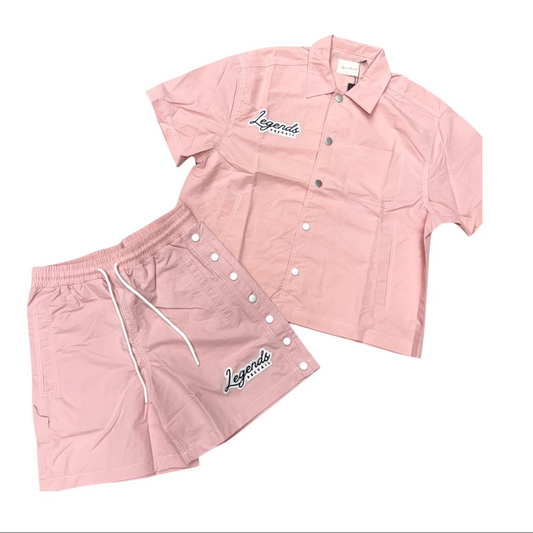 LEGENDS PREVAIL BUTTON DOWN SHORT SET PINK