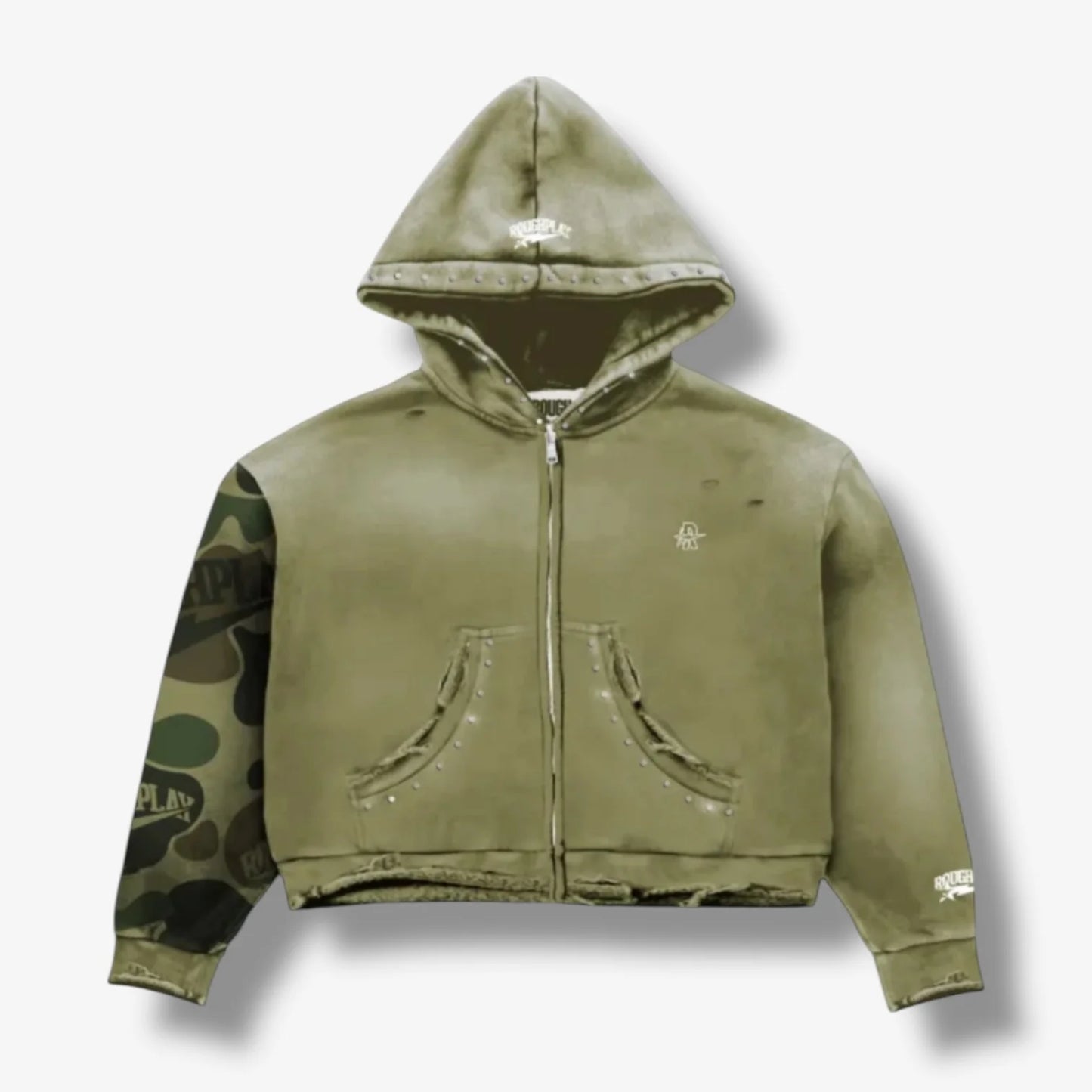 Rough Play Camo Sleeve Hoodie Olive