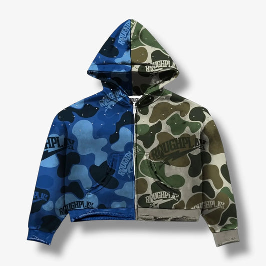 Rough Play Camo Hoodie Blue x Green
