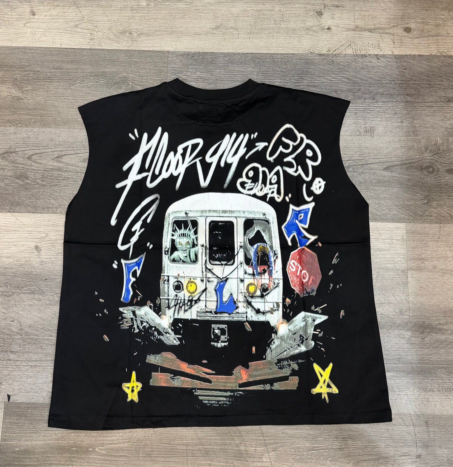 Floor914 black cut off with graffiti