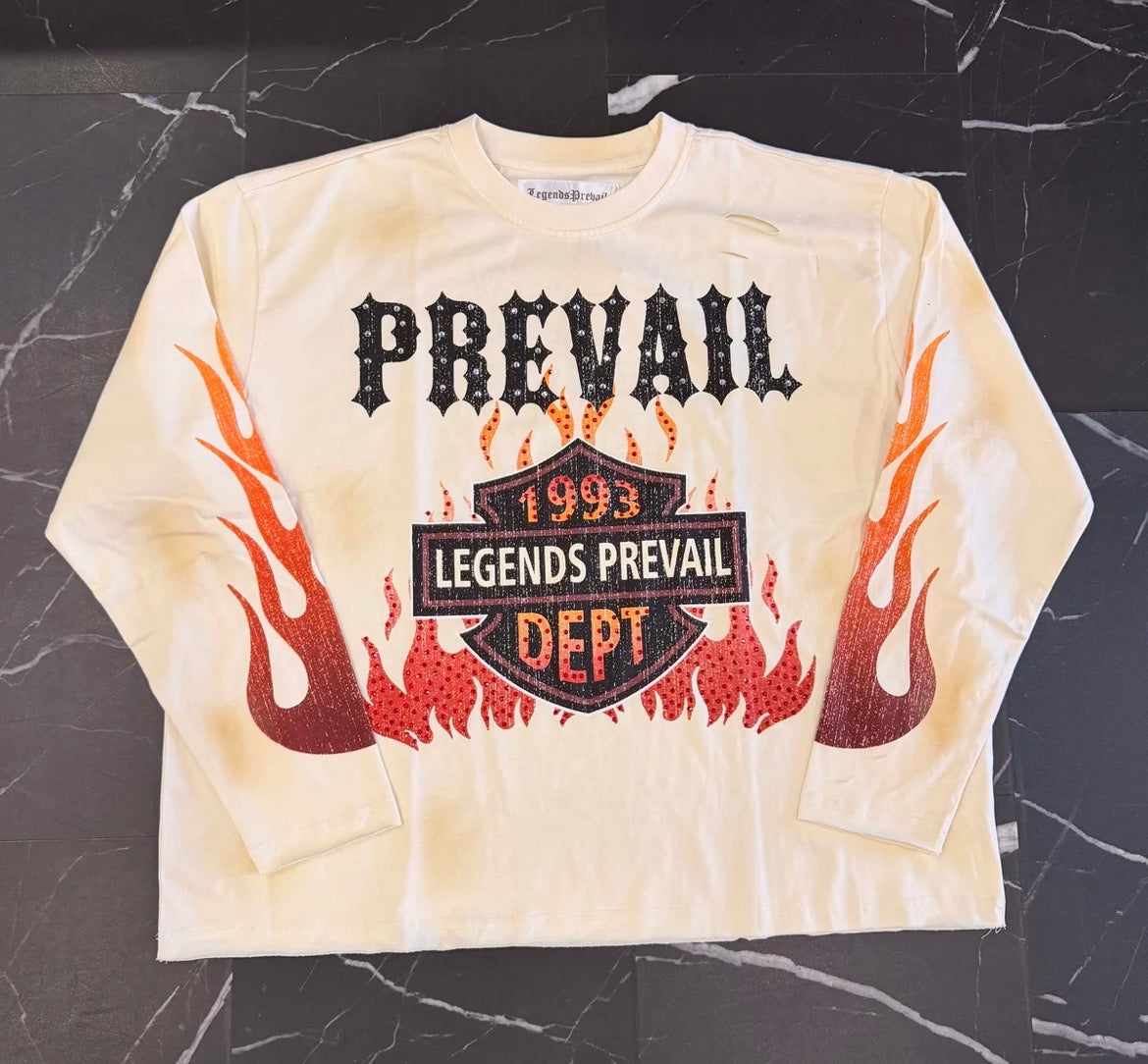 Legends Prevail Motor Flames Long Sleeve (CREAM)