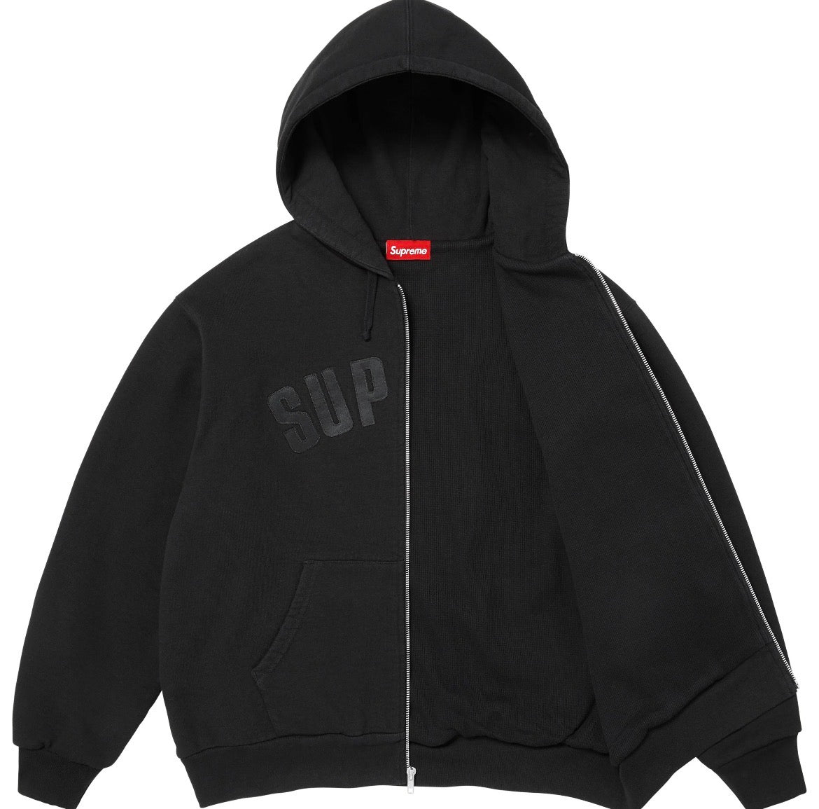 Arc Thermal Lined Zip Up Hooded Sweatshirt (Black)