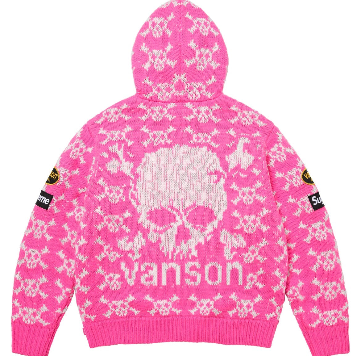 Supreme®/Vanson Leathers® Skull Zip Up Hooded Sweater (Pink)