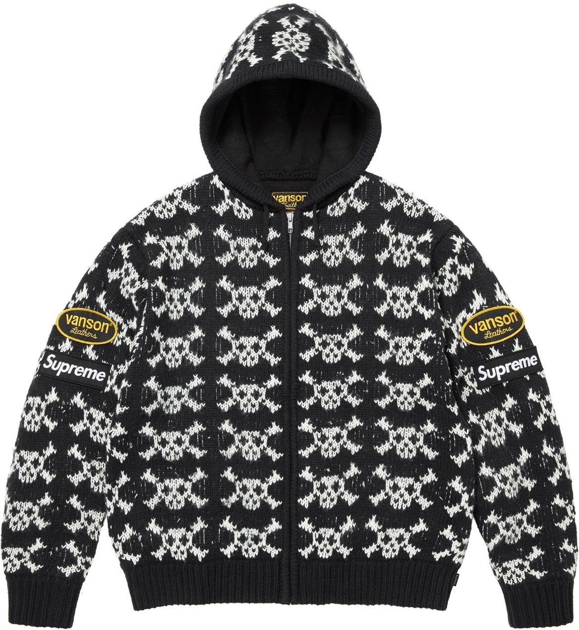 Supreme®/Vanson Leathers® Skull Zip Up Hooded Sweater (Black)